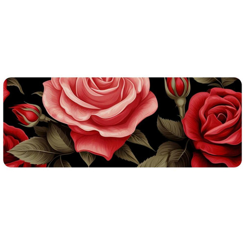 ownta - OWNTA Roses Flower Grand tapis de bureau à motif : tapis de jeu rectangulaire étendu de 11,8 x 31,3 pouces avec fond en caoutchouc antidérapant - adapté au bureau à domicile - grand tapis de souris ownta  - Tapis de souris