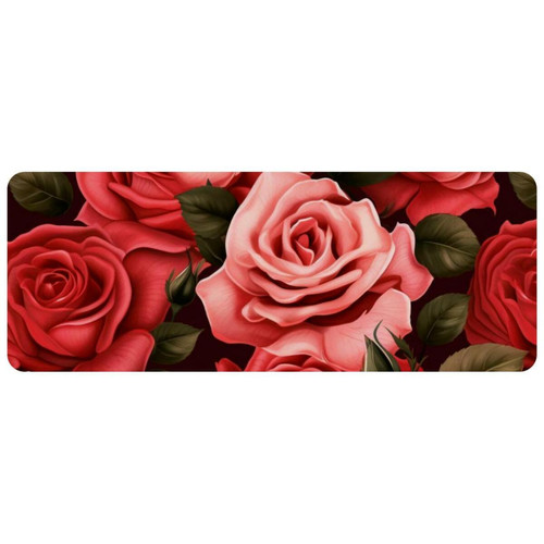 ownta - OWNTA Roses Flower Grand tapis de bureau à motif : tapis de jeu rectangulaire étendu de 11,8 x 31,3 pouces avec fond en caoutchouc antidérapant - adapté au bureau à domicile - grand tapis de souris ownta  - Le meilleur de nos Marchands