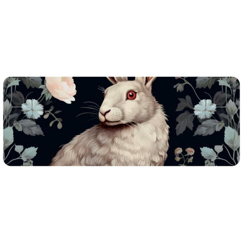 Tapis de souris ownta OWNTA Rabbit Grand tapis de bureau à motif : tapis de jeu rectangulaire étendu de 11,8 x 31,3 pouces avec fond en caoutchouc antidérapant - adapté au bureau à domicile - grand tapis de souris