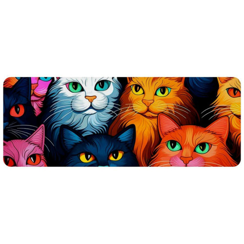 ownta - OWNTA Cats Grand tapis de bureau à motif : tapis de jeu rectangulaire étendu de 11,8 x 31,3 pouces avec fond en caoutchouc antidérapant - adapté au bureau à domicile - grand tapis de souris ownta  - Bonnes affaires Tapis de souris