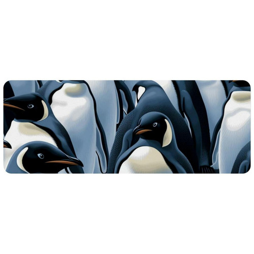 ownta - OWNTA Penguin Grand tapis de bureau à motif : tapis de jeu rectangulaire étendu de 11,8 x 31,3 pouces avec fond en caoutchouc antidérapant - adapté au bureau à domicile - grand tapis de souris ownta  - Tapis de souris