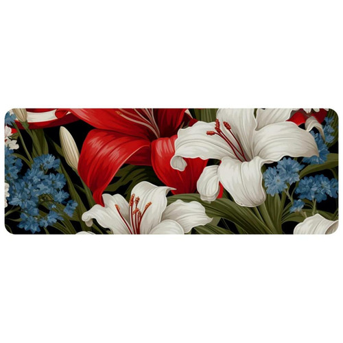 ownta - OWNTA American Flag and Flowers Grand tapis de bureau à motif : tapis de jeu rectangulaire étendu de 11,8 x 31,3 pouces avec fond en caoutchouc antidérapant - adapté au bureau à domicile - grand tapis de souris ownta  - Le meilleur de nos Marchands