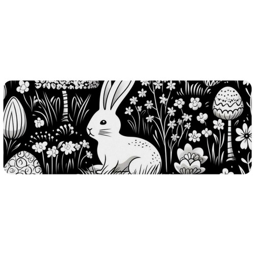 ownta - OWNTA Black and White Easter Grand tapis de bureau à motif : tapis de jeu rectangulaire étendu de 11,8 x 31,3 pouces avec fond en caoutchouc antidérapant - adapté au bureau à domicile - grand tapis de souris ownta  - Tapis de souris gamer Tapis de souris
