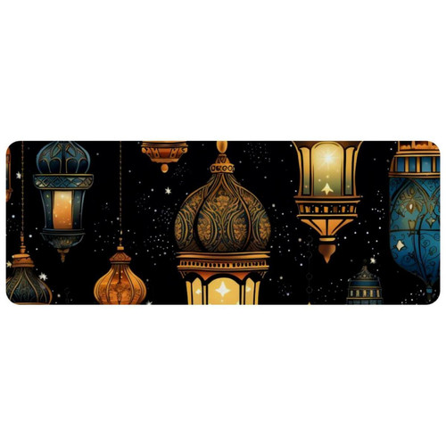 ownta - OWNTA Ramadan Festival Lanterns Grand tapis de bureau à motif : tapis de jeu rectangulaire étendu de 11,8 x 31,3 pouces avec fond en caoutchouc antidérapant - adapté au bureau à domicile - grand tapis de souris ownta  - Périphériques, réseaux et wifi
