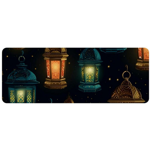 ownta - OWNTA Ramadan Festival Lanterns Grand tapis de bureau à motif : tapis de jeu rectangulaire étendu de 11,8 x 31,3 pouces avec fond en caoutchouc antidérapant - adapté au bureau à domicile - grand tapis de souris ownta  - Tapis de souris