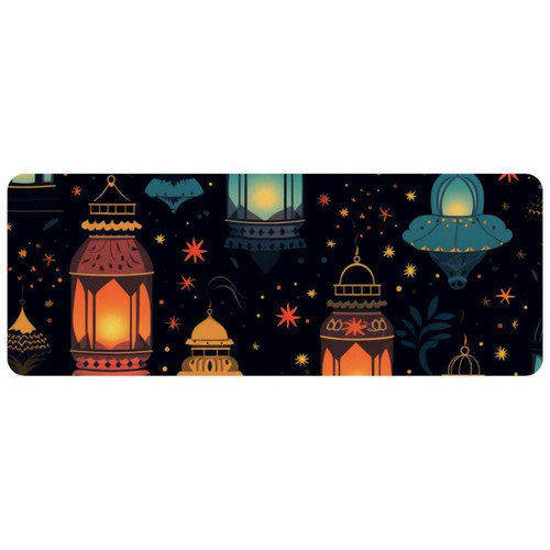 ownta - OWNTA Ramadan Festival Lanterns Grand tapis de bureau à motif : tapis de jeu rectangulaire étendu de 11,8 x 31,3 pouces avec fond en caoutchouc antidérapant - adapté au bureau à domicile - grand tapis de souris ownta  - Tapis de souris