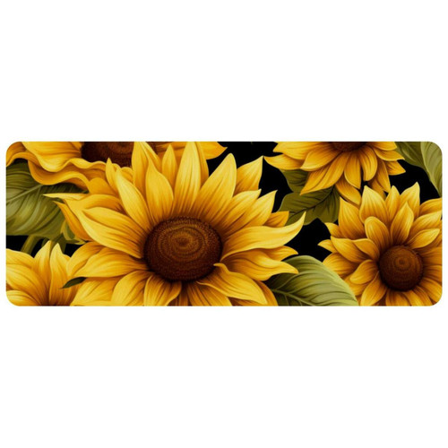 ownta - OWNTA Sunflowers Grand tapis de bureau à motif : tapis de jeu rectangulaire étendu de 11,8 x 31,3 pouces avec fond en caoutchouc antidérapant - adapté au bureau à domicile - grand tapis de souris ownta  - Tapis de souris