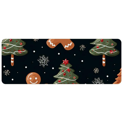 ownta - OWNTA Christmas Gingerbread Man Grand tapis de bureau à motif : tapis de jeu rectangulaire étendu de 11,8 x 31,3 pouces avec fond en caoutchouc antidérapant - adapté au bureau à domicile - grand tapis de souris ownta  - Tapis de souris