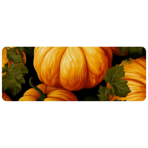 Tapis de souris ownta OWNTA Thanksgiving Pumpkin Leaves Grand tapis de bureau à motif : tapis de jeu rectangulaire étendu de 11,8 x 31,3 pouces avec fond en caoutchouc antidérapant - adapté au bureau à domicile - grand tapis de souris