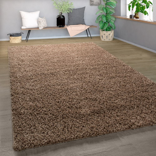Paco-Home -Tapis Shaggy Uni Brillant Taupe Paco-Home  - Tapis Gris clair