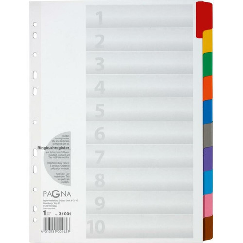 PAGNA - PAGNA Intercalaires en carton, A4, 10 touches, 10 couleurs () PAGNA  - PAGNA