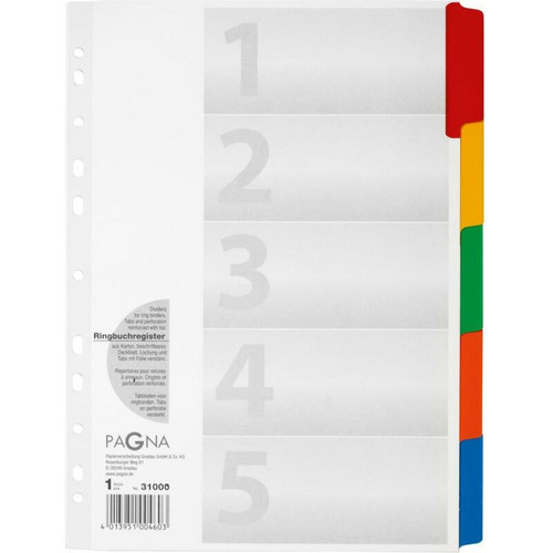 PAGNA - PAGNA Intercalaires en carton, A4, 5 touches, 5 couleurs () PAGNA  - Accessoires Bureau
