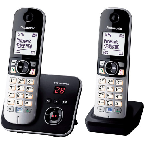 Panasonic - telephone Sans fil avec répondeur et écran gris noir Panasonic   - Téléphone fixe-répondeur