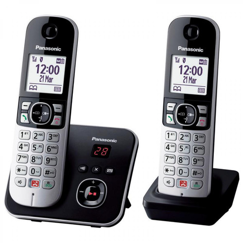 Panasonic - Téléphone sans fil répondeur PANASONIC KX-TG6862FRB Duo - Téléphone fixe-répondeur