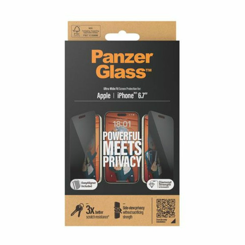 Protection écran smartphone Panzer Glass Protection d'écran pour Apple iPhone 15 Plus avec Filtre de Confidentialité Transparent