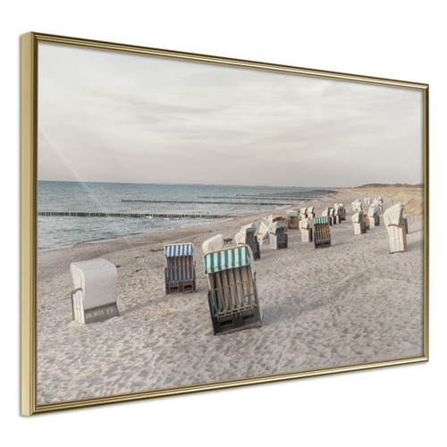 Paris Prix - Affiche Murale Encadrée Baltic Beach Chairs 30 x 20 cm Or Paris Prix  - Affiches, posters