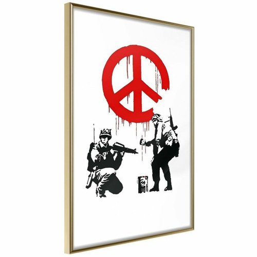 Paris Prix - Affiche Murale Encadrée Banksy CND Soldiers I 30 x 45 cm Or Paris Prix  - Bonnes affaires Décoration