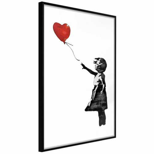 Affiches, posters Paris Prix Affiche Murale Encadrée Banksy Girl with Balloon II 30 x 45 cm Noir