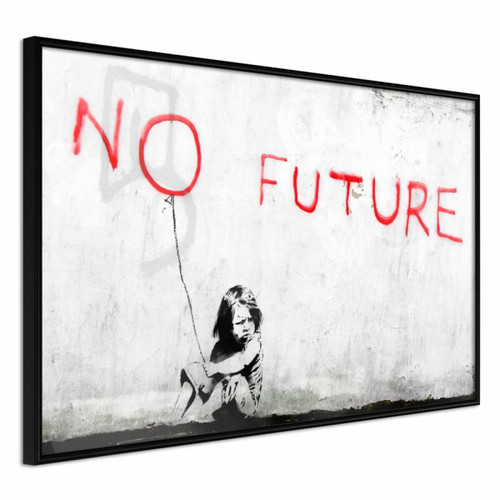 Paris Prix - Affiche Murale Encadrée Banksy No Future 90 x 60 cm Noir Paris Prix  - Affiches, posters
