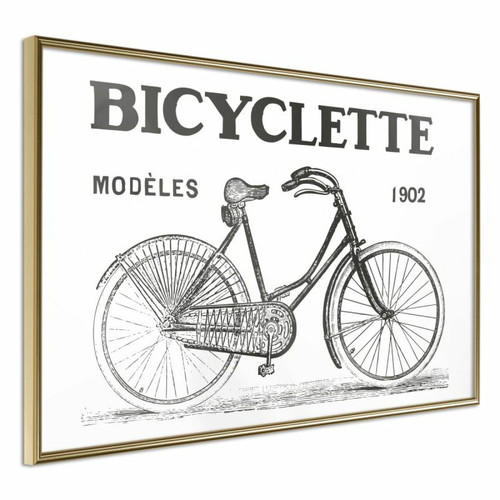 Paris Prix - Affiche Murale Encadrée Bicyclette 90 x 60 cm Or Paris Prix  - Décoration