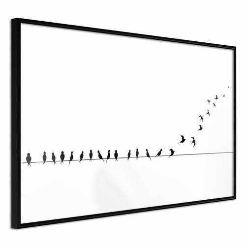 Paris Prix - Affiche Murale Encadrée Birds on a Wire 60 x 40 cm Noir Paris Prix  - Bonnes affaires Décoration