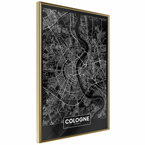 Paris Prix - Affiche Murale Encadrée City Map Cologne Dark 40 x 60 cm Or Paris Prix  - Affiches, posters