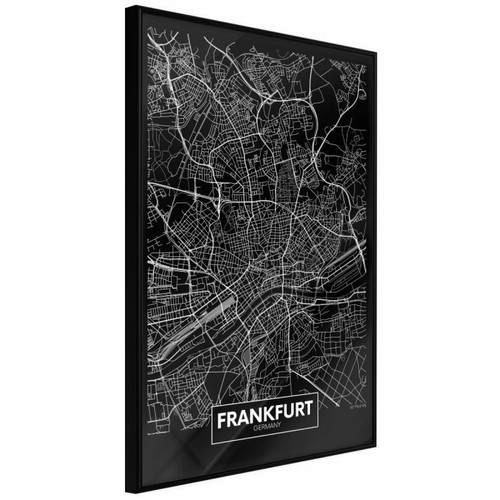 Paris Prix - Affiche Murale Encadrée City Map Frankfurt Dark 30 x 45 cm Noir Paris Prix  - Décoration