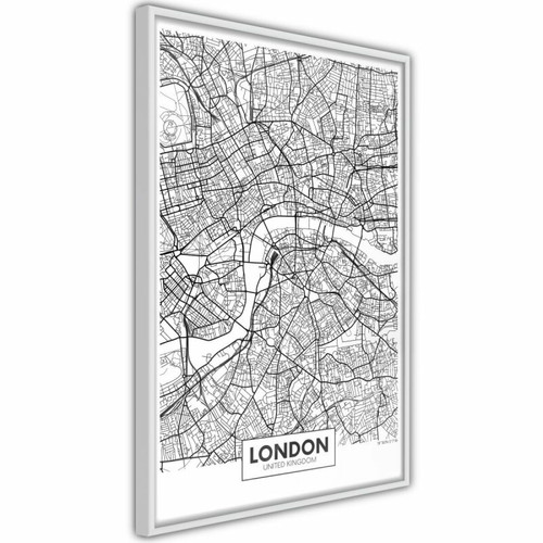 Paris Prix - Affiche Murale Encadrée City Map London 30 x 45 cm Blanc Paris Prix  - Décoration