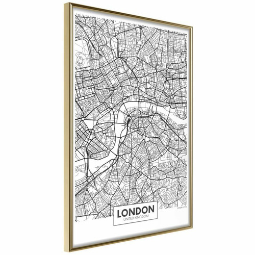 Paris Prix - Affiche Murale Encadrée City Map London 30 x 45 cm Or Paris Prix - Affiches, posters Jaune