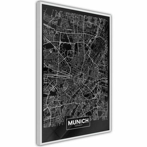 Paris Prix - Affiche Murale Encadrée City Map Munich Dark 30 x 45 cm Blanc Paris Prix  - Maison