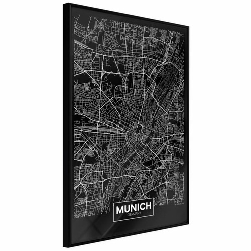 Paris Prix - Affiche Murale Encadrée City Map Munich Dark 40 x 60 cm Noir Paris Prix  - Poster paris