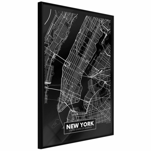 Paris Prix - Affiche Murale Encadrée City Map New York Dark 20 x 30 cm Noir Paris Prix  - Poster new york