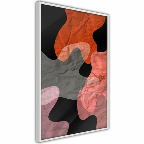 Paris Prix - Affiche Murale Encadrée Colourful Camouflage Orange 20 x 30 cm Blanc Paris Prix  - Décoration