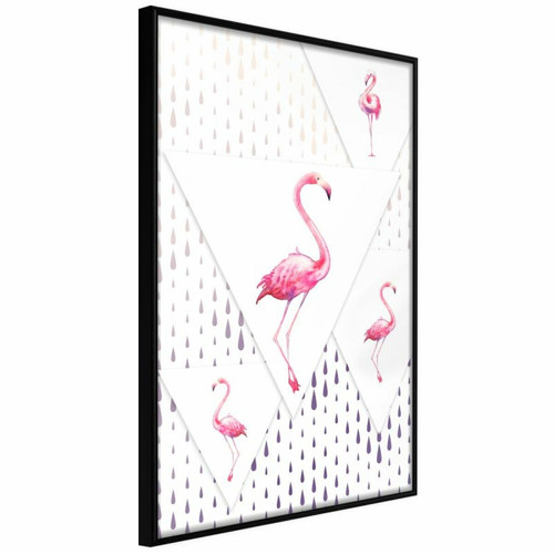 Paris Prix - Affiche Murale Encadrée Flamingos and Triangles 40 x 60 cm Noir Paris Prix  - Paris Prix