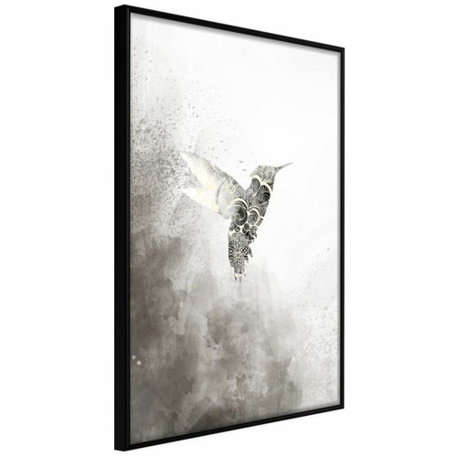Paris Prix - Affiche Murale Encadrée Hummingbird in Shades of Grey 30 x 45 cm Noir Paris Prix  - Poster paris