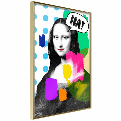Paris Prix - Affiche Murale Encadrée Mona Lisa's Laughter 20 x 30 cm Or Paris Prix  - Affiches, posters Jaune