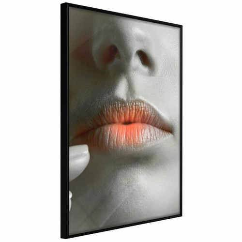 Paris Prix - Affiche Murale Encadrée Ombre Lips 40 x 60 cm Noir Paris Prix  - Décoration Noir et blanc