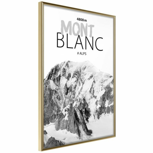 Paris Prix - Affiche Murale Encadrée Peaks of the World Mont Blanc 30 x 45 cm Or Paris Prix - Maison Jaune