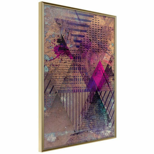 Paris Prix - Affiche Murale Encadrée Pink Patchwork I 40 x 60 cm Or Paris Prix  - Paris Prix