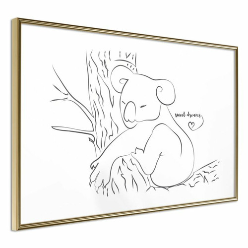 Paris Prix - Affiche Murale Encadrée Resting Koala 45 x 30 cm Or Paris Prix  - Paris Prix