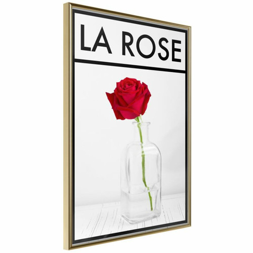 Paris Prix - Affiche Murale Encadrée Rose in the Vase 20 x 30 cm Or Paris Prix - Maison Or