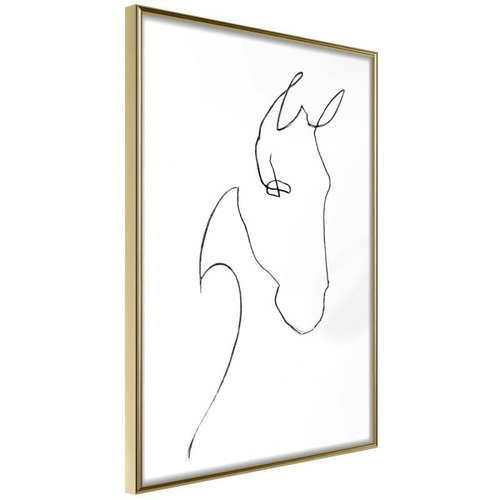 Paris Prix - Affiche Murale Encadrée Sketch of a Horse's Head 30 x 45 cm Or Paris Prix  - Affiches, posters Jaune
