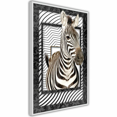 Paris Prix - Affiche Murale Encadrée Zebra in the Frame 30 x 45 cm Blanc Paris Prix  - Posters muraux