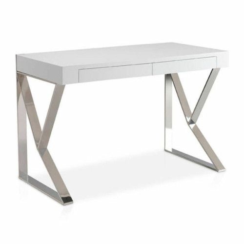 Angel Cerda - Bureau en bois blanc et acier chromé Angel Cerda  - Bureaux Aluminium, bois, metal, bois