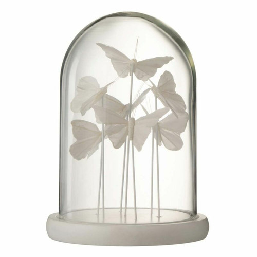 Paris Prix - Cloche Décorative Design Papillons 25cm Blanc - Statues Blanc