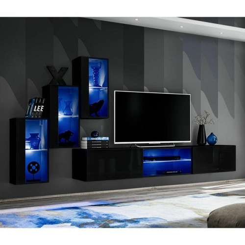 Paris Prix - Ensemble Meuble TV Design Switch XXII 210cm Noir Paris Prix  - Ensemble meuble tv design