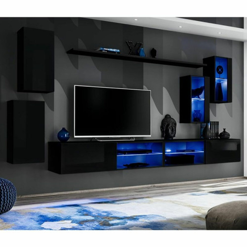 Paris Prix - Ensemble Meuble TV Design Switch XXV 280cm Noir Paris Prix  - Ensemble meuble tv design