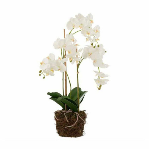 Plantes et fleurs artificielles Paris Prix Fleur Artificielle Déco Orchidée en Terre 72cm Blanc