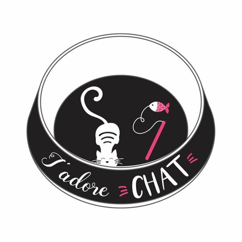 Paris Prix - Gamelle pour Chat J'adore 19cm Noir & Blanc Paris Prix  - Chat noir blanc