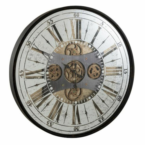 Paris Prix - Horloge Murale Chiffres Romains Miroir 78cm Noir Paris Prix - Horloges, pendules